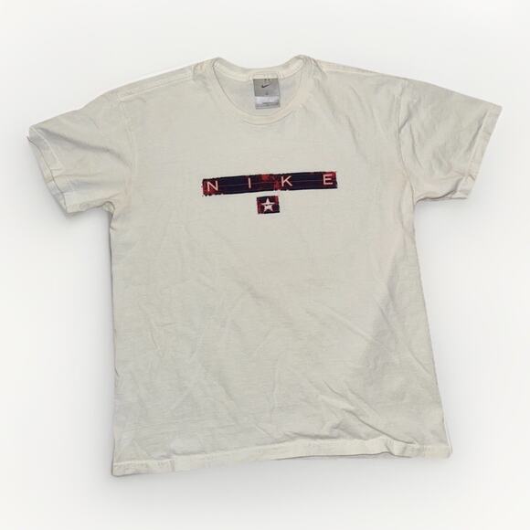 Vintage Nike Silver Tag Box Logo Graphic T-Shirt White Large 19x24 Made In USA - Picture 1 of 5